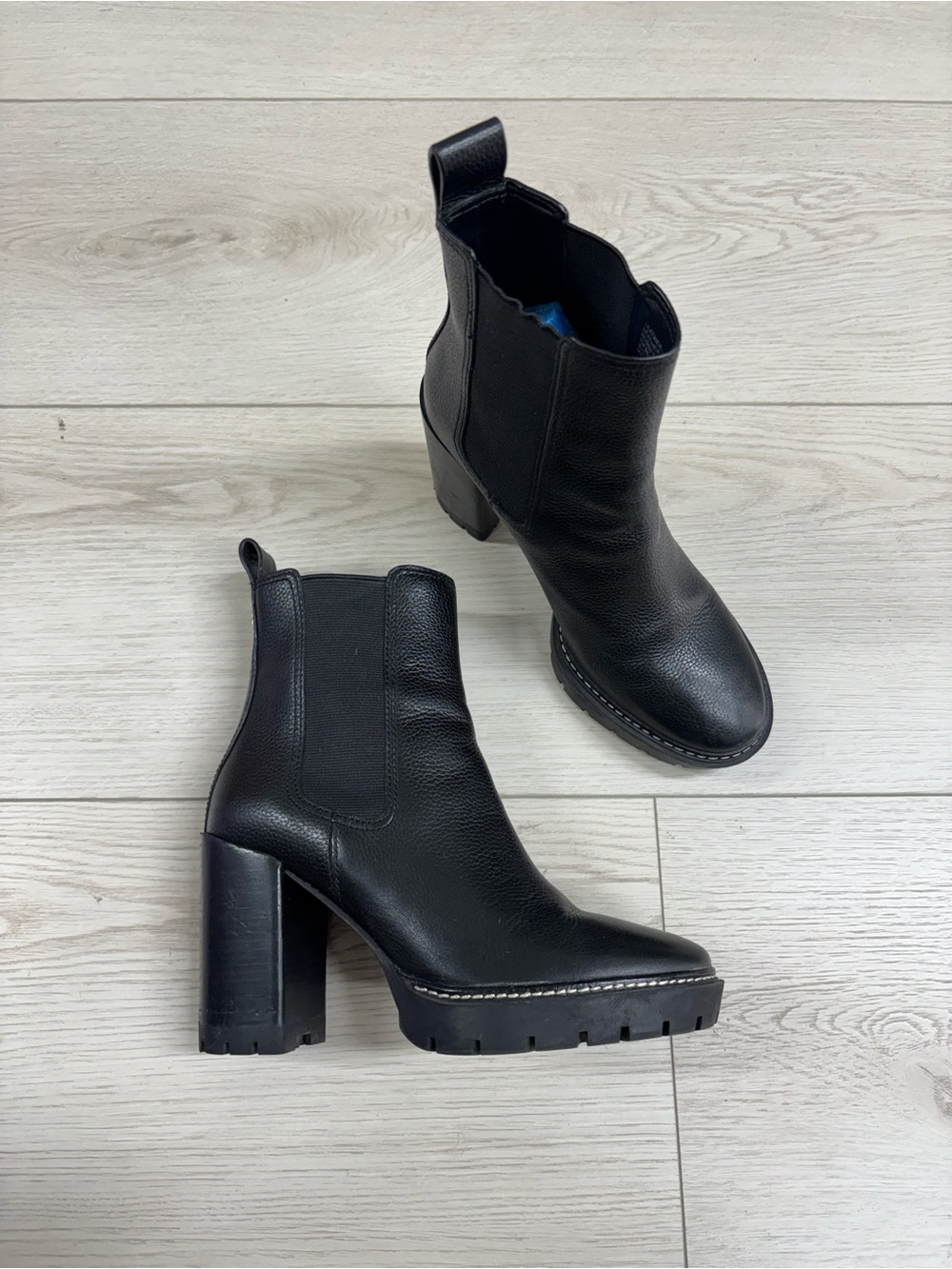 Tory Burch Carson Black Chunky Lug Sole Ankle Boots